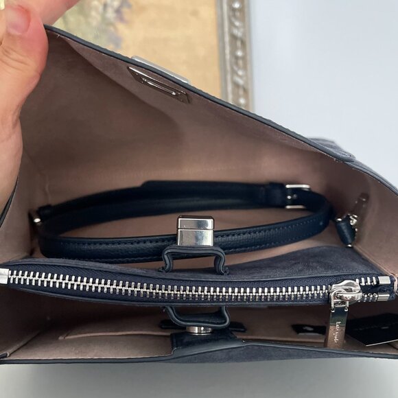 NWT KATE SPADE Phoebe Suede Embroidered Medium Top Handle Bag In Blazer Blue - Picture 5 of 6